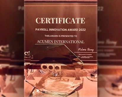Acumen International Wins Global Payroll Association’s Payroll Innovation Award 2022